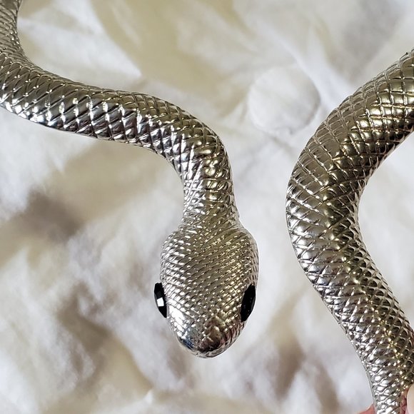 Silver Snake Necklace Hinge Neck Collar - Picture 2 of 5
